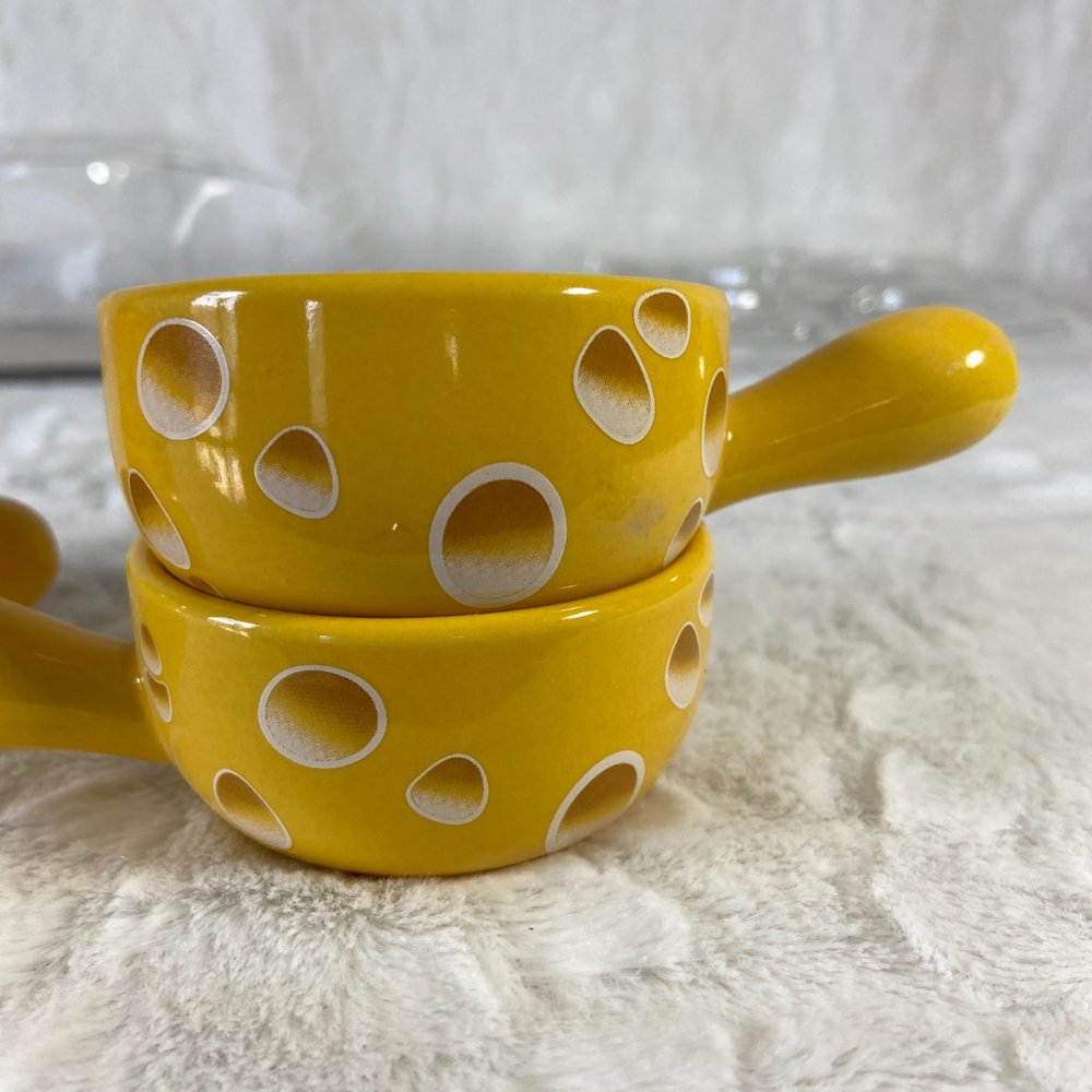 Porcelain Sauce Dishes Chip & Dip Sets Mini Dip Bowl Set with Handle set of 4 - Picture 5 of 13